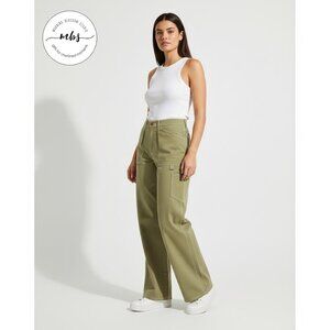 NWT Sky To Moon High Waist Wide Leg Cargo Pants Green Women M